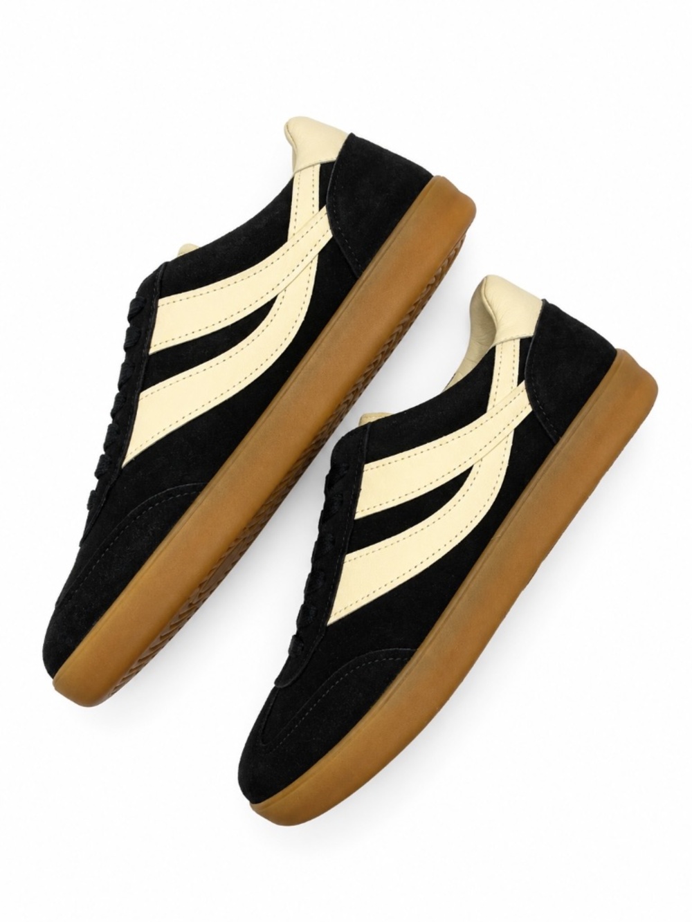 Vince Oasis-M Lace-Up Retro Sneakers Black Suede Cream Leather Men’s 9 - Picture 2 of 5